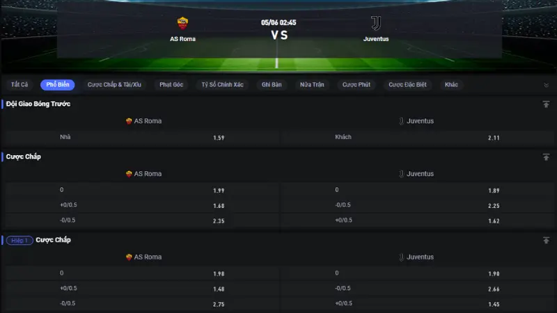 Roma đấu với Juventus