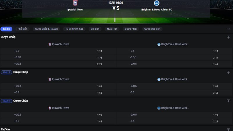 Ipswich vs Brighton
