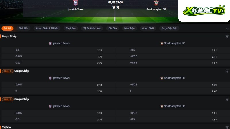 Ipswich vs Southampton