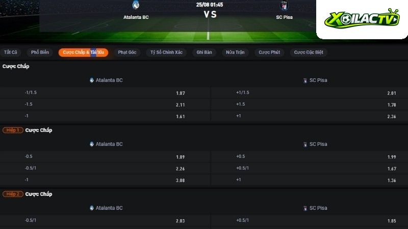 Atalanta vs Pisa