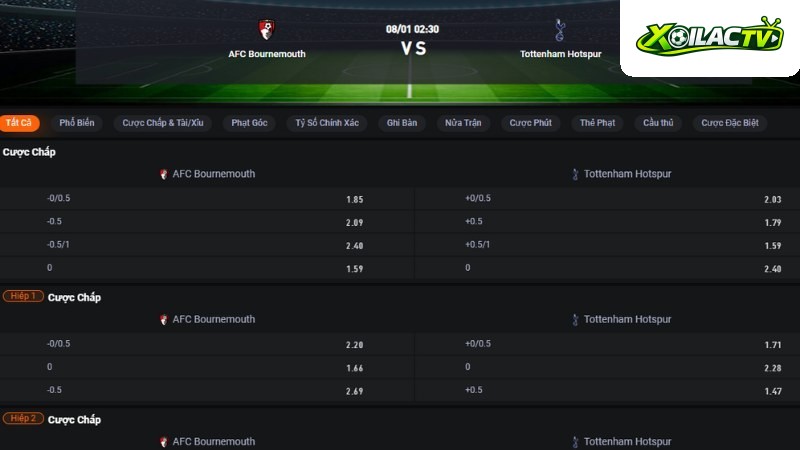 Bournemouth vs Tottenham